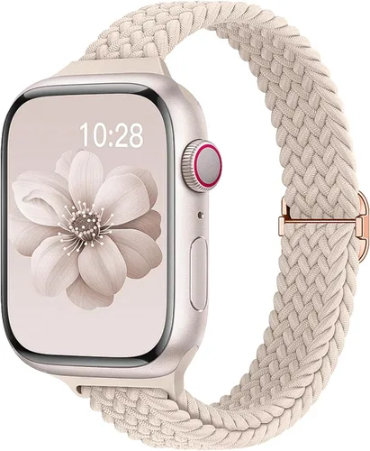 Miniatura 24 de Slim Braided Bands for Apple Watch Band 40mm 41mm 42mm 38mm 46mm 44mm 45mm 49mm Women,Stretchy Solo Loop Nylon Elastic Thin Narrow Skinny Strap for