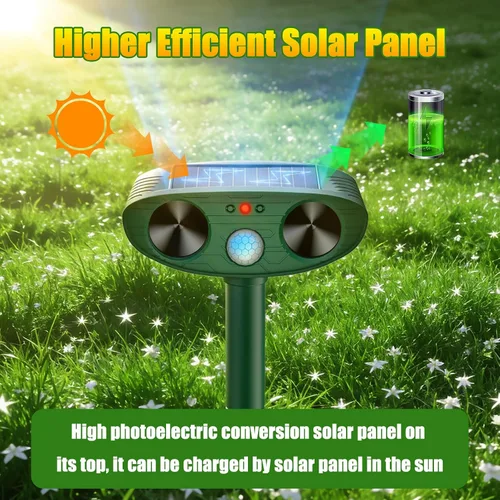 Miniatura 4 de Repelente de animales ultrasónico solar mejorado 2026 Repelente de animales para exteriores con sensor de movimiento, luz flash, repelente