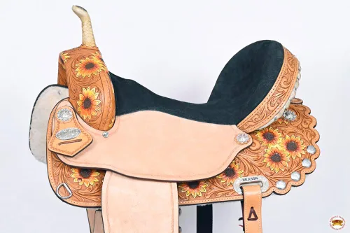 Miniatura 4 de HILASON Flex Tree Western Horse Saddle American Leather Trail Sillín Americano Sillín de Cuero Sillín Western Sillín para caballos Sillín