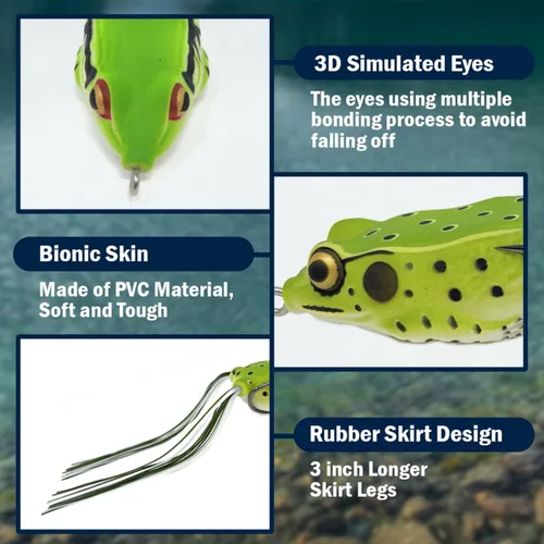 Miniatura 3 de Reaction Tackle Ranas de cuerpo hueco para pesca de lubina, señuelo ultra realista sin malas hierbas para lubina, cabeza de serpiente, lucio y más