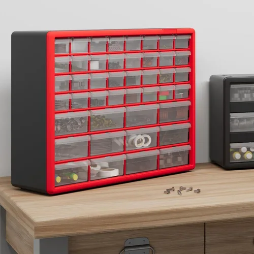 Miniatura 10 de Akro-Mils 10144 - Gabinete con 44 cajones de plástico para organización de garaje, organizador de cuentas, almacenamiento de bloques de Rojo