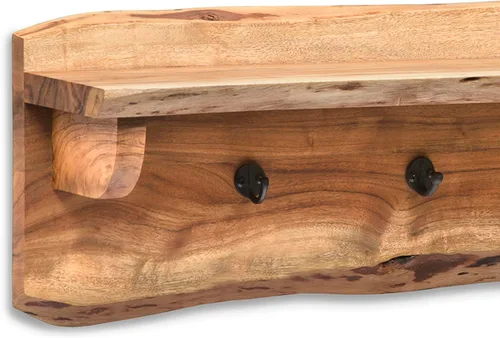 Miniatura 7 de Alaterre Furniture Alpine - Perchero de madera natural con borde vivo, gancho de pared de madera maciza de 36 pulgadas con estante superior y 4