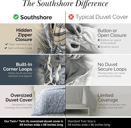 Miniatura 3 de SouthShore FINE LINENS Colección Perfect Paisley - Calidad premium, suave, resistente a las arrugas, la decoloración y las manchas, de fácil
