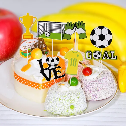 Miniatura 7 de Pistha 18 piezas de decoración de pastel de fútbol, decoración de balones de fútbol, figura de jugador de fútbol para fiesta de cumpleaños, fiesta