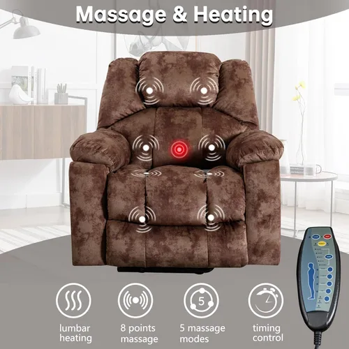 Miniatura 5 de CANMOV Sillón reclinable grande de elevación eléctrica con masaje y calor para personas mayores, con puerto USB, 2 portavasos ocultos