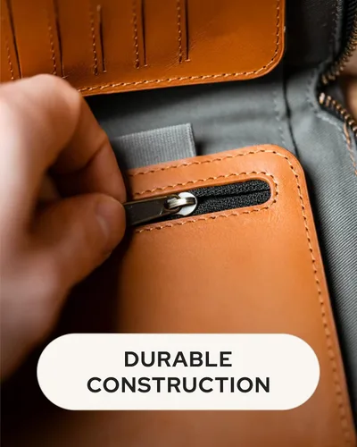 Miniatura 5 de LOCTOTE Soporte para pasaporte RFID Cuero de grano completo y lona de cera impermeable Cartera de pasaporte de viaje Cartera de cuero