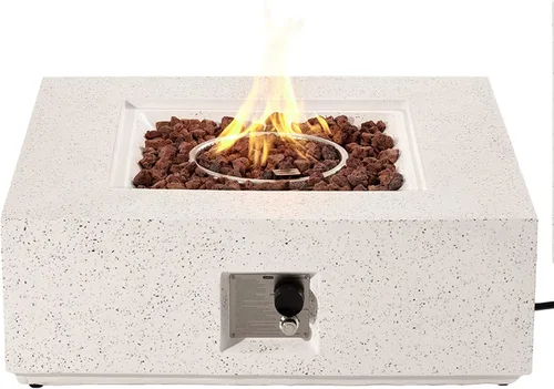 Miniatura 8 de SUNBURY Mesa de fuego de propano para exteriores de 35 pulgadas, mesa de fuego gris para patio de 50,000 BTU, mesa de fuego cuadrada de gas