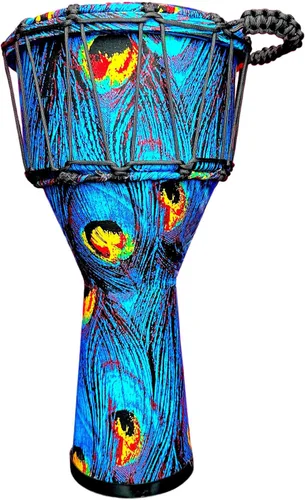 RUOSWTE Djembe Bongo, tambor de copa hecho de cabeza de tambor de piel de cabra, tela pintada a mano, estilo de África occidental, regalo para
