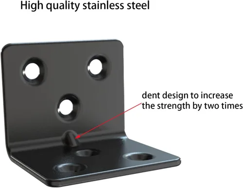 Miniatura 2 de Soporte de estante de acero inoxidable negro, soporte de ángulo recto articulado, en forma de L, soporte de esquina de metal resistente para madera