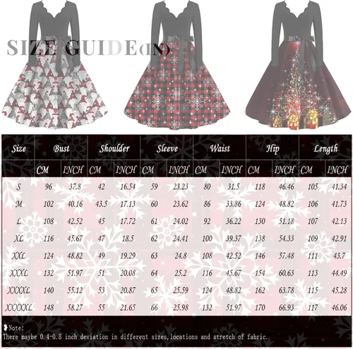 Miniatura 3 de BAXLIMEK Vestido de cóctel para mujer, vestido de fiesta con estampado navideño de moda para otoño e invierno 2023