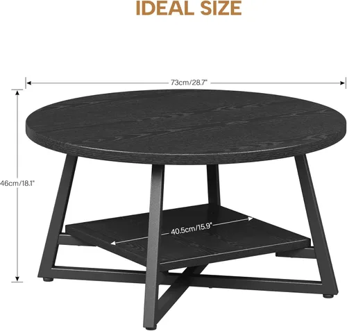 Miniatura 3 de Mesa de café para sala de estar, Mesa de café redonda, Mesa de café pequeña circular con almacenamiento, Mesa de centro redonda moderna de madera