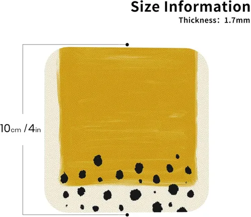 Miniatura 3 de Juego de 4 manteles individuales con estampado amarillo mostaza y negro, de cuero, resistentes a las manchas, para comedor, cocina, antideslizantes