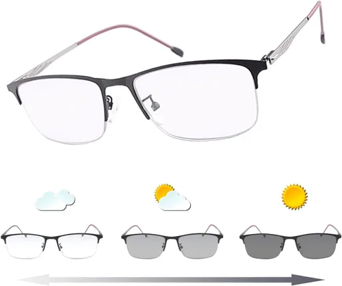 Miniatura 7 de Transición Fotocrómica Multifocus Bisagra de resorte Gafas de lectura progresiva Gafas de sol anti luz azul Lectores UV