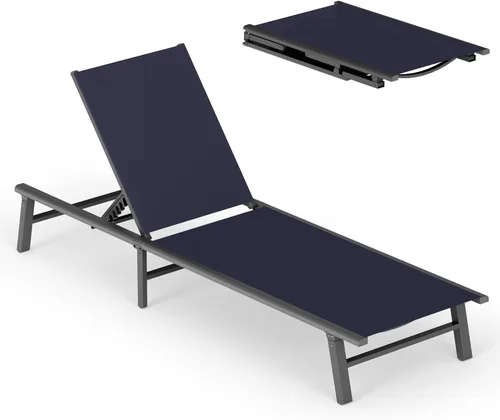 Miniatura 52 de Tumbona de Aluminio para Exteriores - Silla de Descanso Plegable y de Montaje Libre para Exteriores con 5 Respaldos Ajustables, Silla de Patio