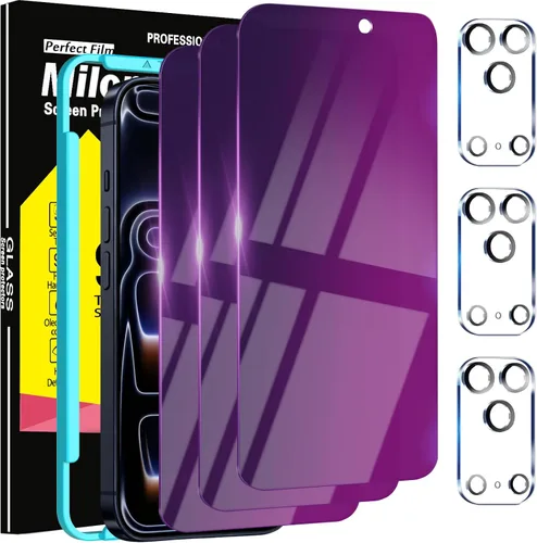 Miniatura 9 de Milomdoi Paquete de 3 protectores de pantalla de privacidad coloridos degradados para iPhone Air [película privada antiluz azul para 17 Air], 3