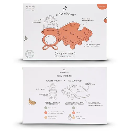 Miniatura 2 de Moss and Fawn Baby's First Bites Bundle - Kit de paletas de leche materna congelada de silicona con alimentador de forraje y bandeja de cubitos