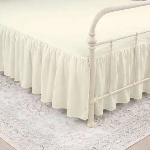 Miniatura 8 de KRISHNA Falda de cama con volantes y esquinas divididas Twin, 100% microfibra, calidad de hotel, falda de cama fruncida con caída de 14 pulgadas