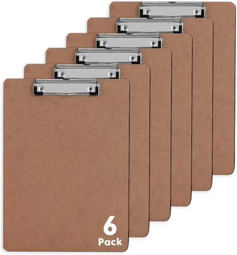 Portapapeles, PANDRI Paquete de 6 Portapapeles de Tablero Duro para Oficina, Clip de Perfil Bajo, Portapapeles 8.5 x 11 Tamaño Carta Estándar,