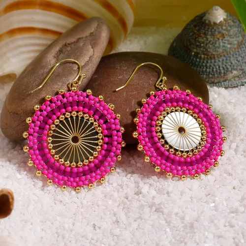 Miniatura 3 de Aretes de cuentas coloridos para mujer, aretes de cuentas hechos a mano para playa de verano, aretes bohemios para niñas