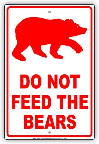 Do Not Feed The Bears Wildlife Protection Aviso de advertencia de advertencia de advertencia de aluminio de metal de 18 x 24 pulgadas