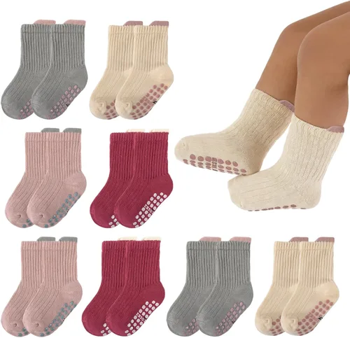 Miniatura 13 de 8 Pairs Baby Toddler Socks Non-Slip Grip Socks for Boys Girls Newborn Infant Baby Cotton Crew Sock with Grips 0-5T
