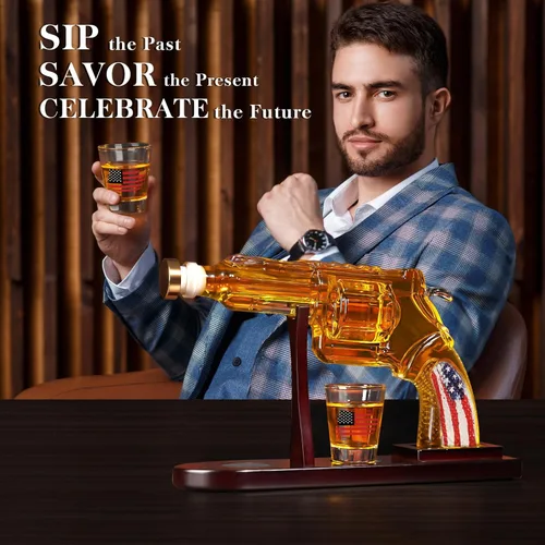 Miniatura 8 de Juego de decantador de whisky AK47 con 2 vasos de whisky, regalos para hombres, día del padre, regalo único de aniversario de cumpleaños para él