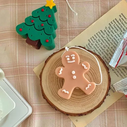 Miniatura 6 de Paquete de 2 moldes de silicona 3D para velas, árbol de Navidad + molde de hombre de jengibre, molde de fondant de Navidad para hacer velas