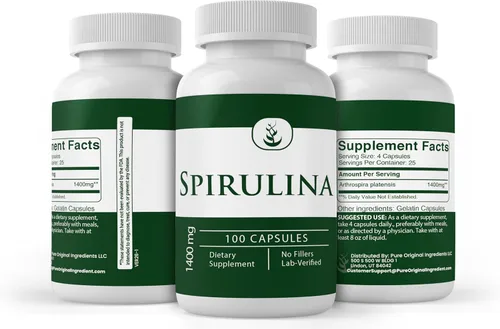 Miniatura 4 de PURE ORIGINAL INGREDIENTS Espirulina (100 Cápsulas) Rica en Ficocianina, Pura