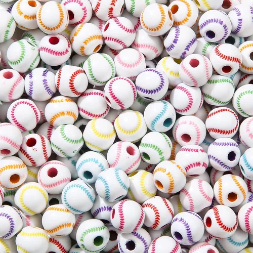 Miniatura 9 de Cuentas acrílicas de 0.472 pulgadas, 250 cuentas redondas de burbujas de color arcoíris para manualidades, joyería, fabricación de collares