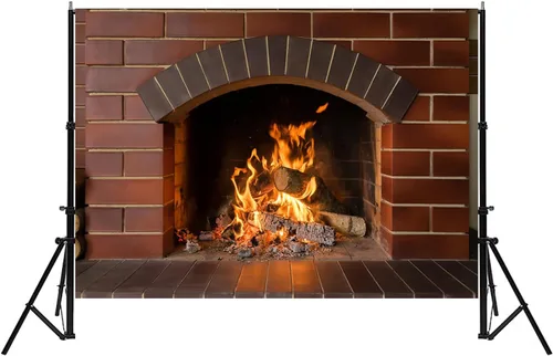 Miniatura 4 de Telón de fondo de Navidad de 5 x 3 pies, para invierno, chimenea, leña, fotografía, fondo para niños, familia, camping, barbacoas, decoración