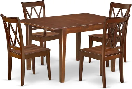 Miniatura 8 de East West Furniture MLCL3-MAH-C - Juego de muebles de comedor de 3 piezas que contiene una mesa rectangular de madera con hoja de mariposa y 2