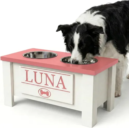 Miniatura 66 de GrooveThis Woodshop Soporte Personalizado de Cuenco Elevado para Perros de Tamaño Grande, Mediano, Pequeño y Extra Pequeño - Cuencos de Acero Negro