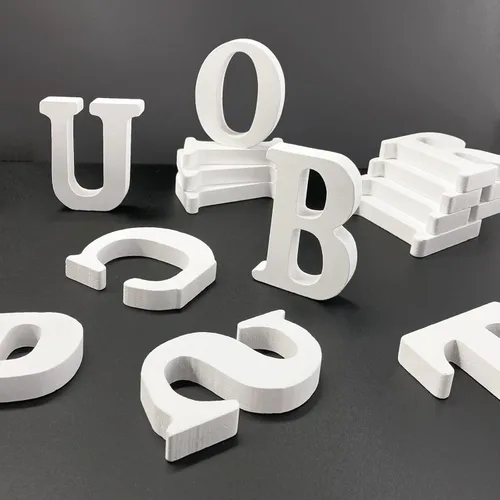 Miniatura 6 de Letras de madera de 4 pulgadas, letras del alfabeto de madera blanca para decoración de pared, letras de marquesina de madera sin terminar