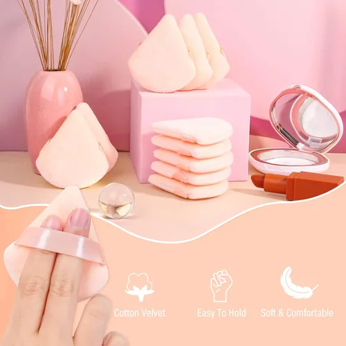Miniatura 5 de Thrilez 20 piezas Borlas de Polvo Triangulares, Borlas de Polvo Suelto Borlas de Maquillaje para Polvo Facial, Borla de Polvo Fijador