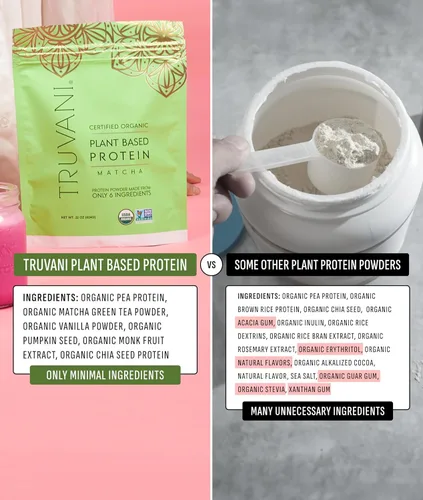 Miniatura 4 de Truvani Proteína vegana de guisante en polvo Matcha 0.71 oz de proteína orgánica a base de plantas 1 porción Keto Sin gluten y lácteos