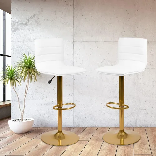 Miniatura 2 de Flash Furniture Vincent - Taburetes de bar modernos de vinilo ajustables en altura, elegantes taburetes giratorios de altura de barra