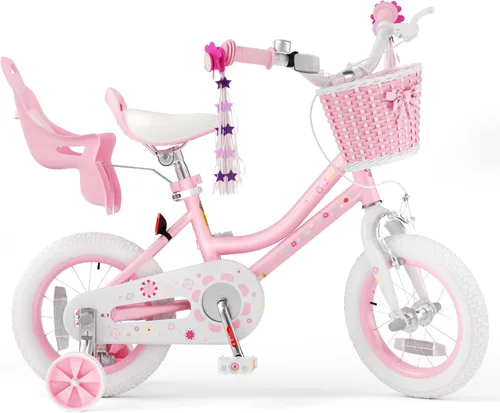 Miniatura 20 de KORIMEFA Bicicleta para niñas de 2 a 12 años, 12, 14, 16, 20 pulgadas, bicicleta para niños pequeños con ruedas de entrenamiento, bicicleta
