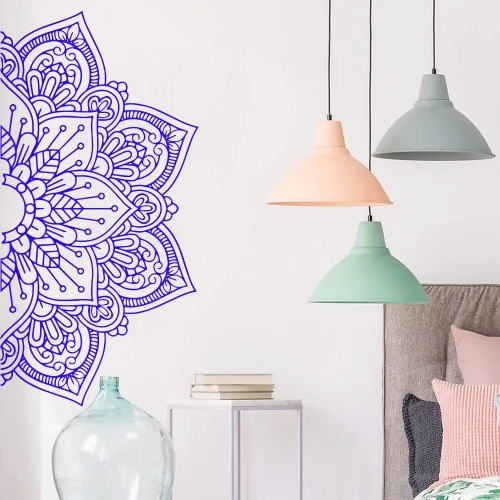 Miniatura 12 de Pegatinas de pared de vinilo de media mandala, papel tapiz para decoración de habitaciones de niños, calcomanías de vinilo