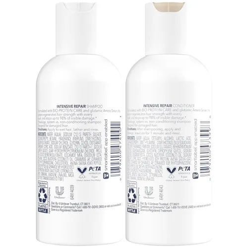 Miniatura 2 de Set de Champú y Acondicionador Dove Travel Essentials – Soluciones Nutritivas Dove de Reparación Intensiva para Cabello Dañado, 3 Oz Cada