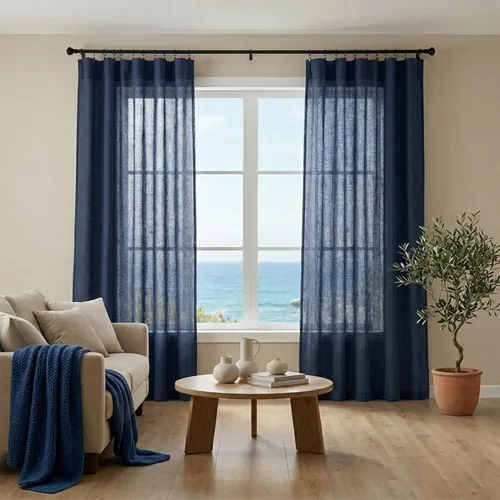 Miniatura 3 de Cortinas azul marino de 90 pulgadas de largo, cortinas azules para sala de estar, dormitorio, juego de 2 paneles, color azul oscuro índigo, filtro