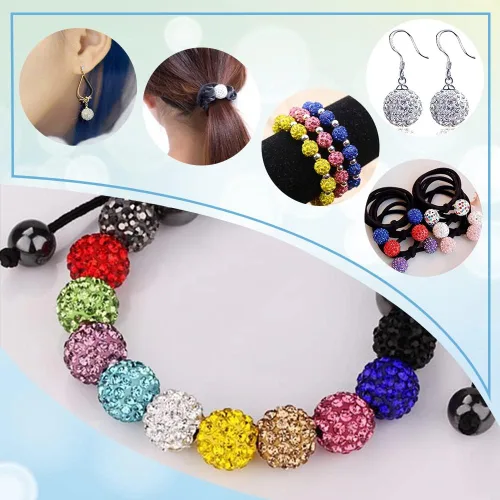 Miniatura 6 de PH PandaHall 100 cuentas de diamantes de imitación negros de 0.394 pulgadas (0.394 in) cuentas de arcilla negra de polímero de cristal de arcilla