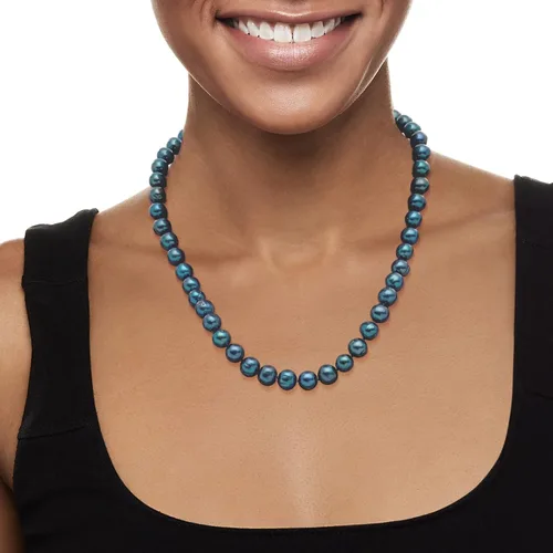 Miniatura 2 de Ross-Simons Collar de perlas cultivadas negras de 0.335-0.374in con plata de ley