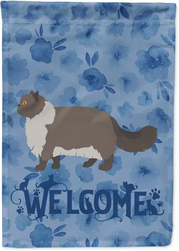 Miniatura 306 de Caroline's Treasures CK4813CHF - Bandera de bienvenida con gato abisinio azul, manga grande, para porche, para colgar en la pared, poliéster