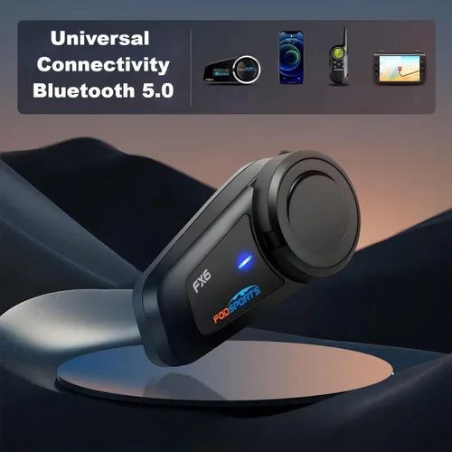 Miniatura 6 de Fodsports FX6 - Auriculares Bluetooth para motocicleta, intercomunicador Bluetooth para grupo de 6 motociclistas, sistemas de comunicación