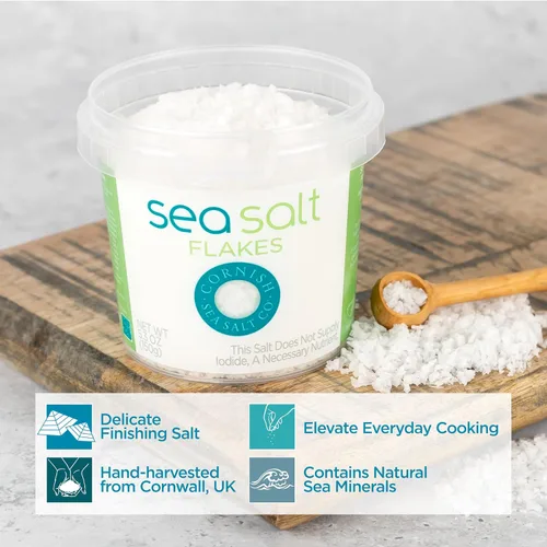 Miniatura 4 de Sal marina mineral en copos de Cornish Para cocinar y hidratación Cosechada a mano en aguas celtas Bote resellable de 5.3 oz (Envase de 1)