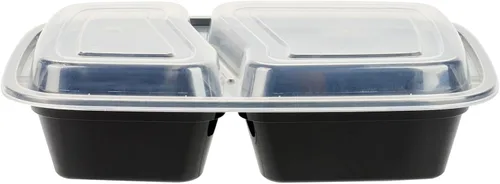 Miniatura 13 de Asporto - Cajas para llevar con compartimentos de 32 onzas, 50 recipientes para preparar comidas para microondas, 2 compartimentos, con tapas