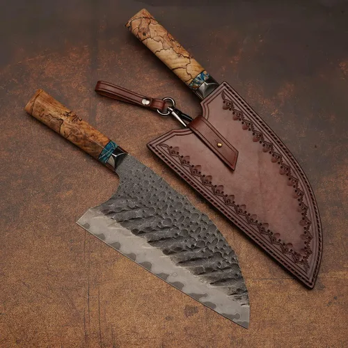 Miniatura 6 de Cuchillo de cocina chino de acero Skd11 forjado, cortador de mano profesional de 8.5 pulgadas, picador afilado de alta dureza, para carne y verduras