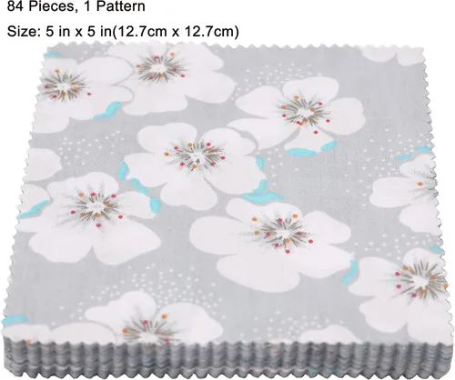 Miniatura 2 de Nodsaw Paquetes de dijes para acolchado de 5 pulgadas, 84 cuadrados de dijes para acolchar de 5 x 5, material de tela floral para manualidades