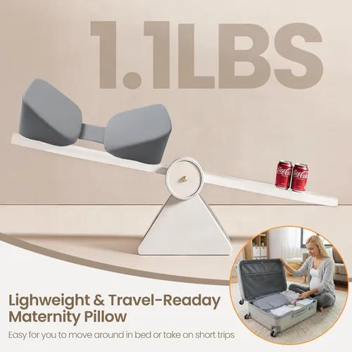 Miniatura 4 de Almohada de embarazo ajustable de 30° – Almohada de maternidad portátil de viaje con funda lavable, alivio de espalda, presión abdominal y cadera