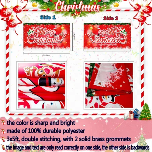Miniatura 3 de NASIAN Banderas de Navidad de 3 x 5 para exteriores, banderas de Feliz Navidad de doble cara para exteriores, bandera de Feliz Año Nuevo, decoración